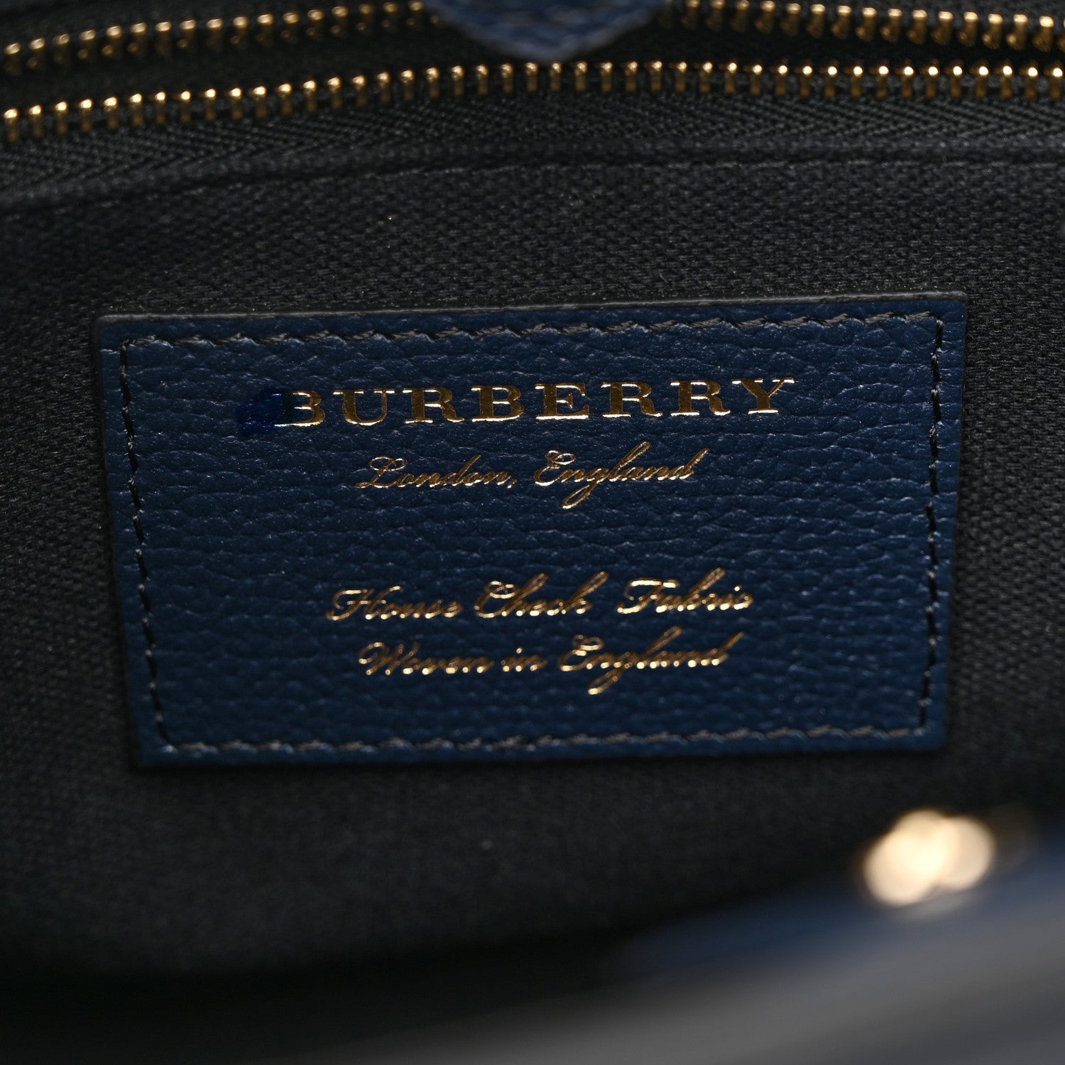 Burberry Grainy Calfskin House Check Small Banner Tote Ink Blue 6 of 13