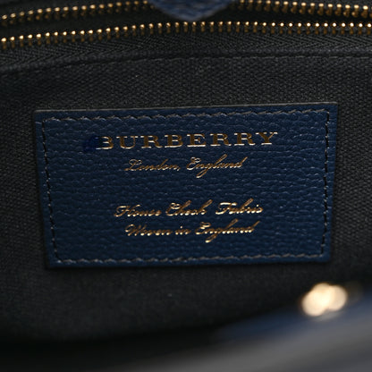Burberry Grainy Calfskin House Check Small Banner Tote Ink Blue 6 of 13