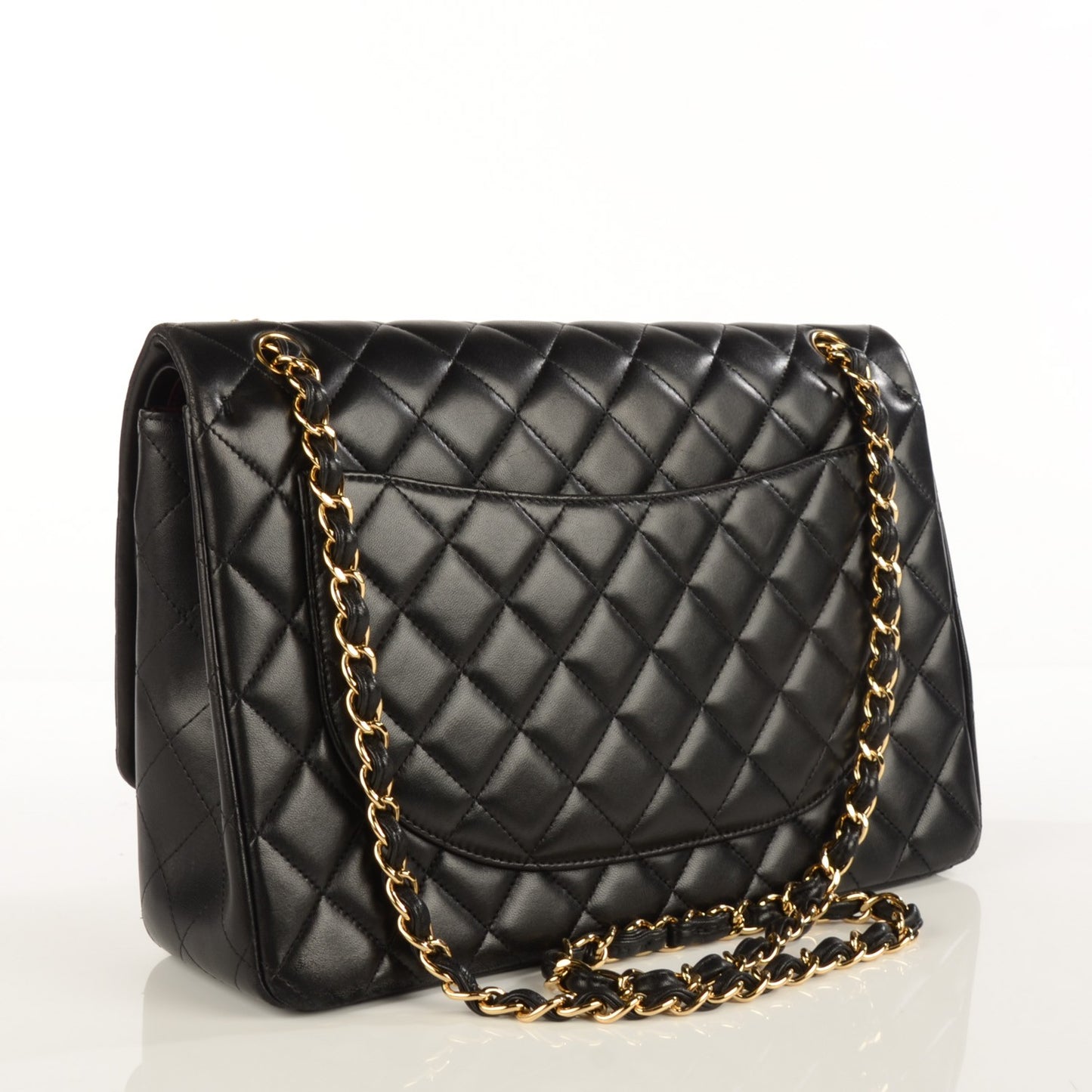 Lambskin Quilted Maxi Double Flap Black