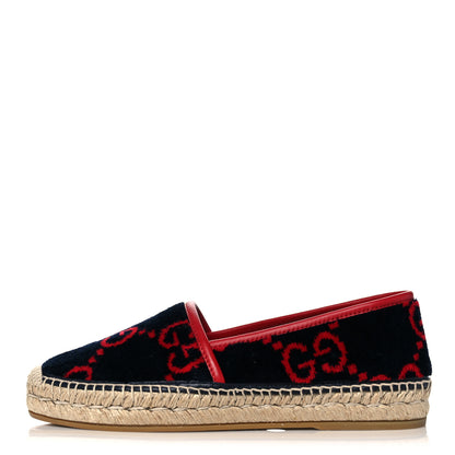 Gucci Terry Cloth GG Monogram Espadrilles 37 Blue Red 1 of 9