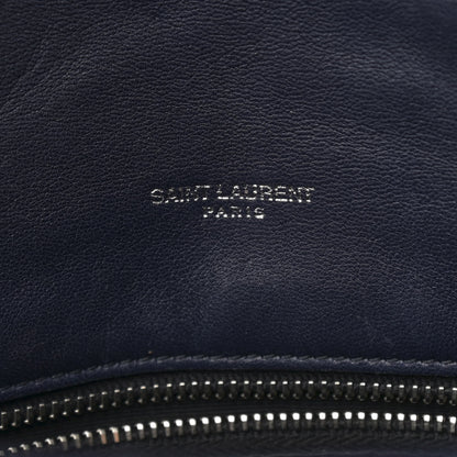 Saint Laurent Lambskin Quilted Medium Loulou Puffer Monogram Chain Satchel Navy 6 of 12
