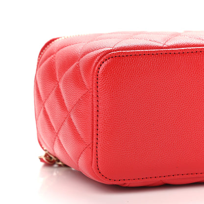 Chanel Caviar Quilted Small Vanity Case With Chain Red 8 of 9