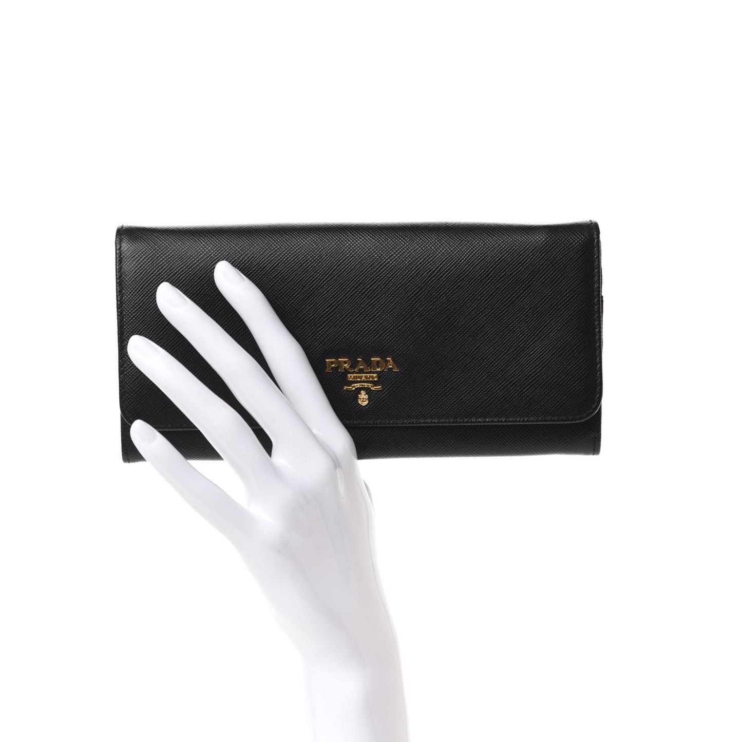 Saffiano Metal Continental Flap Wallet Black