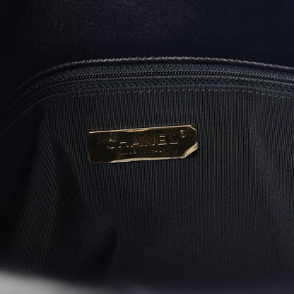 Chanel Shiny Goatskin Quilted Maxi 19 Flap Navy Blue 5 of 10