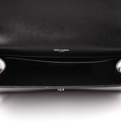 Saint Laurent Grain De Poudre Large Classic Monogram Kate Satchel Black 5 of 15