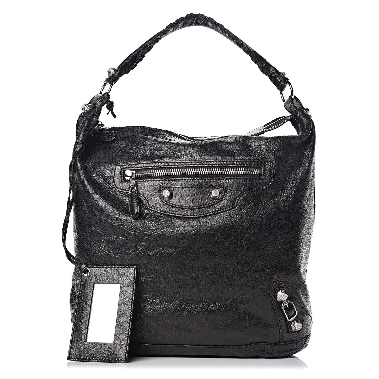 Agneau Giant 12 Silver Hardware Day Hobo Black