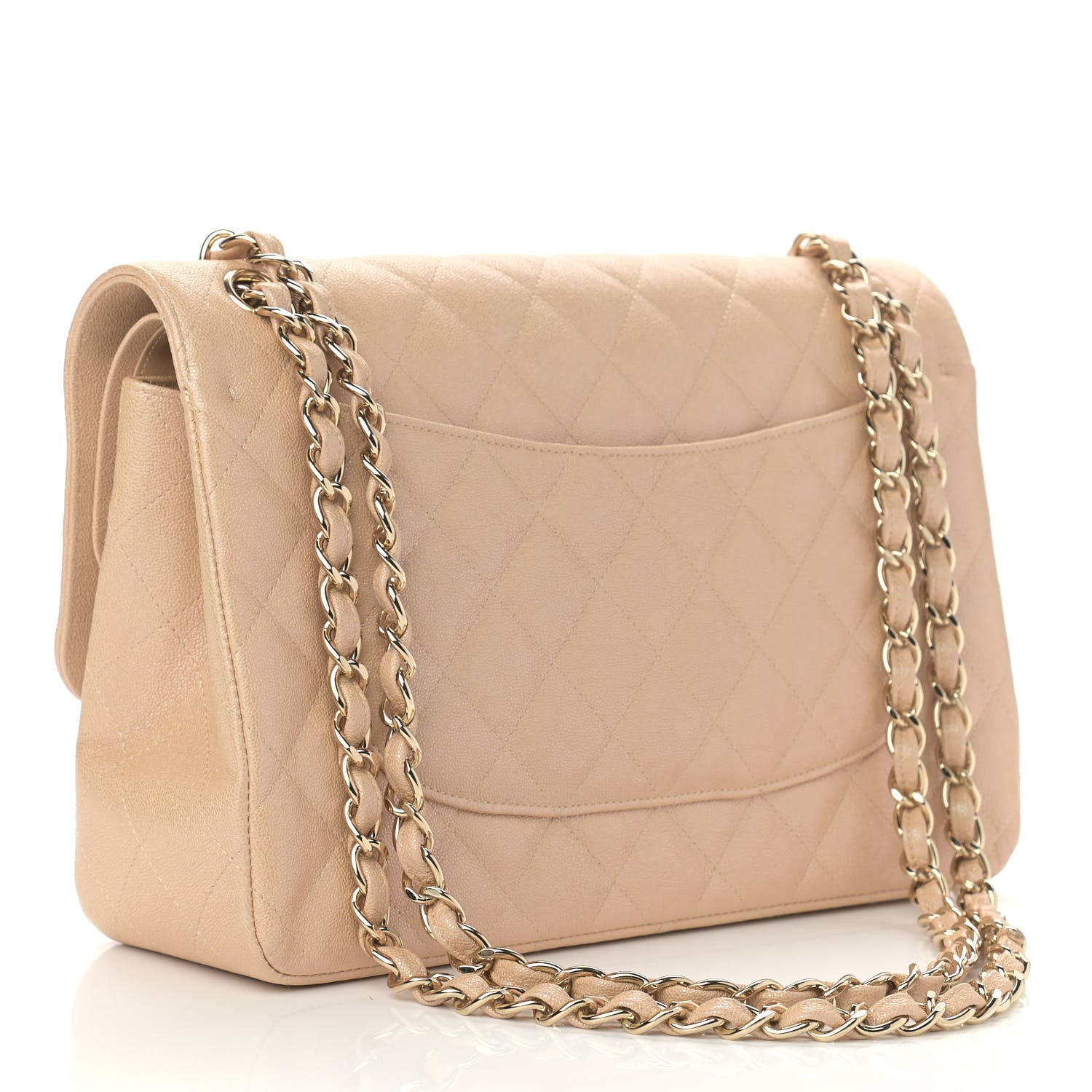 Chanel Iridescent Caviar Quilted Jumbo Double Flap Beige 3 of 14