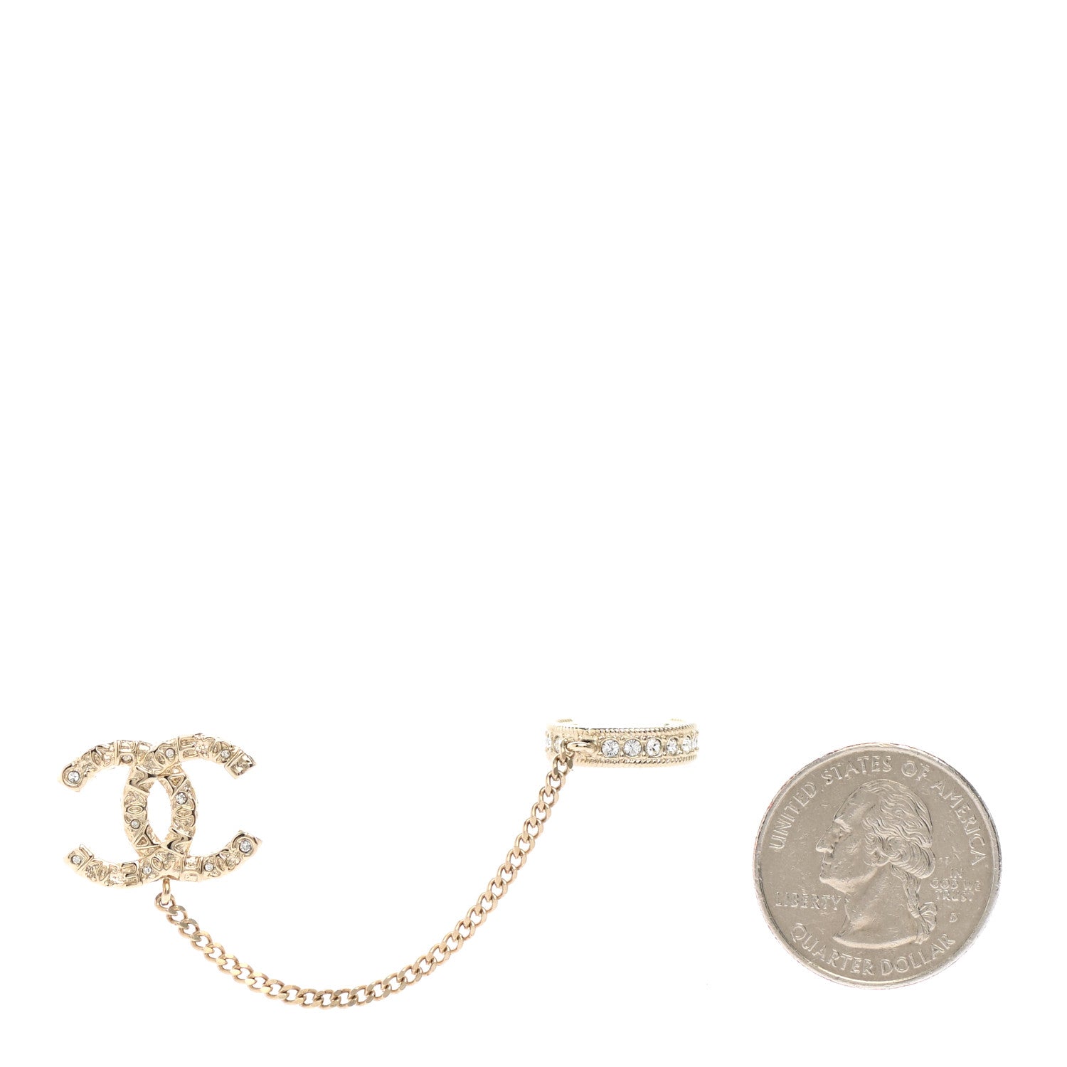 Chanel Crystal CC Cuff Single Earring Gold 4 of 10