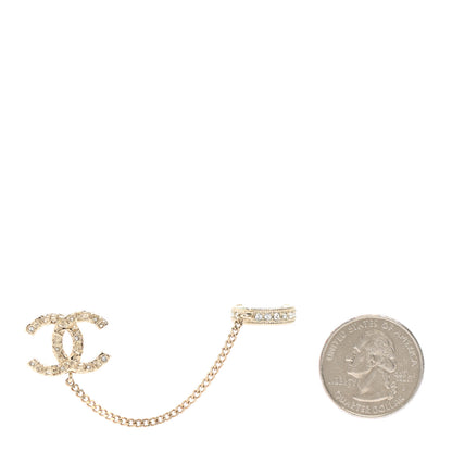 Chanel Crystal CC Cuff Single Earring Gold 4 of 10