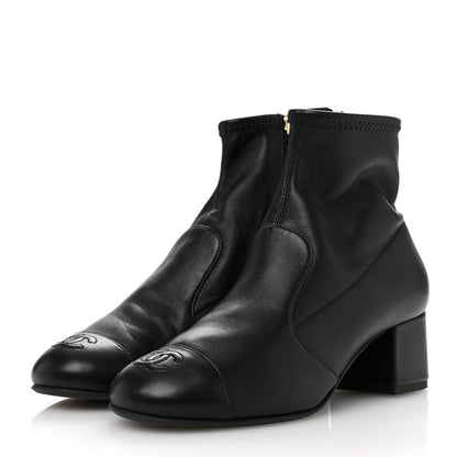 Chanel Stretch Lambskin Cap Toe CC Short Boots 37 Black 4 of 10