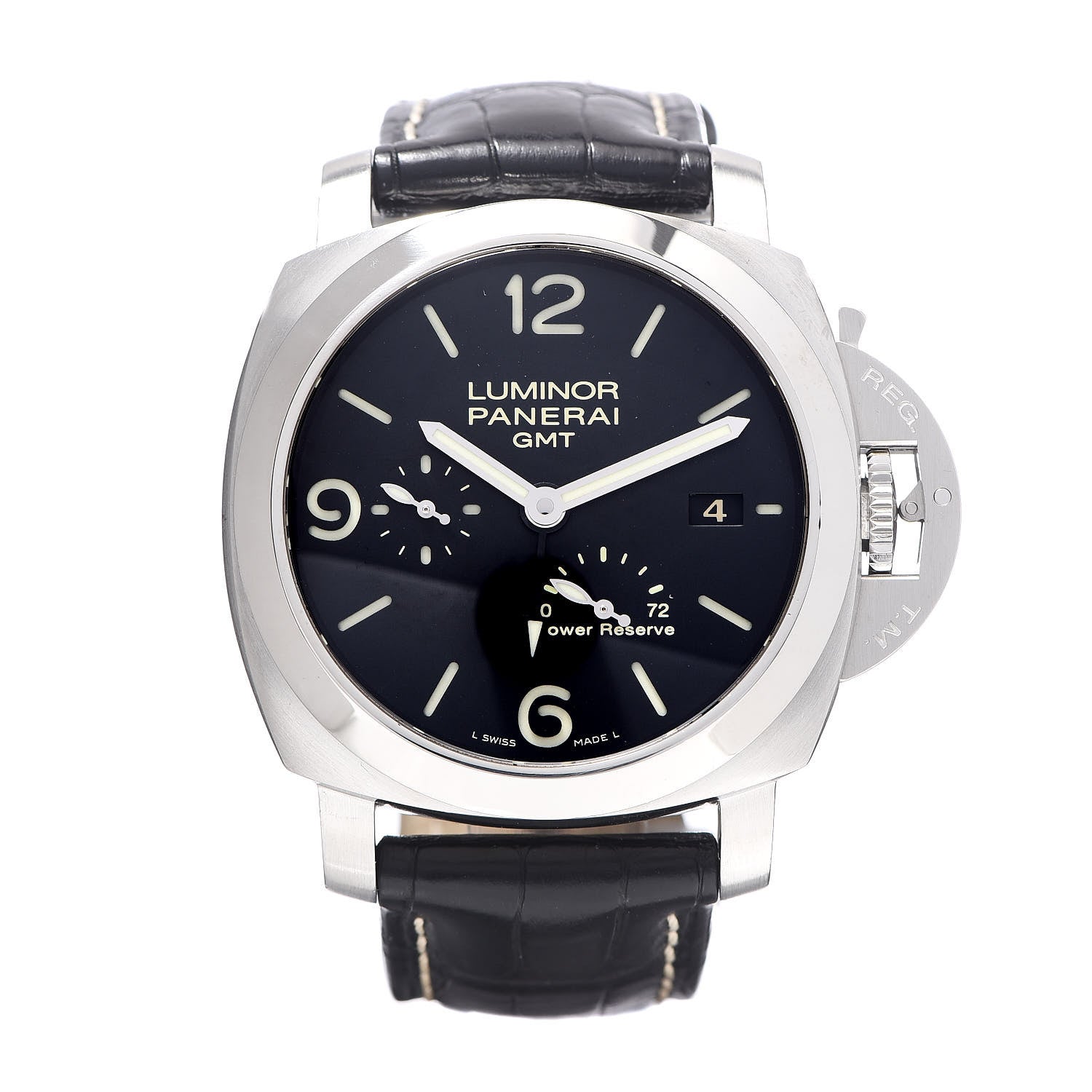 Panerai Stainless Steel Alligator 44mm 1950 3 Days GMT Power Reserve Automatic Watch Black PAM00321 1 of 11