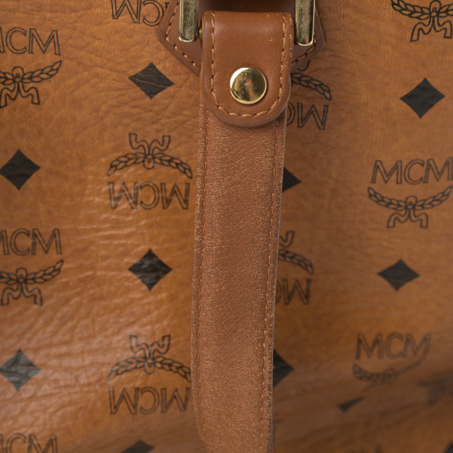 MCM Visetos Crocodile Embossed Shopper Tote Cognac 17 of 19