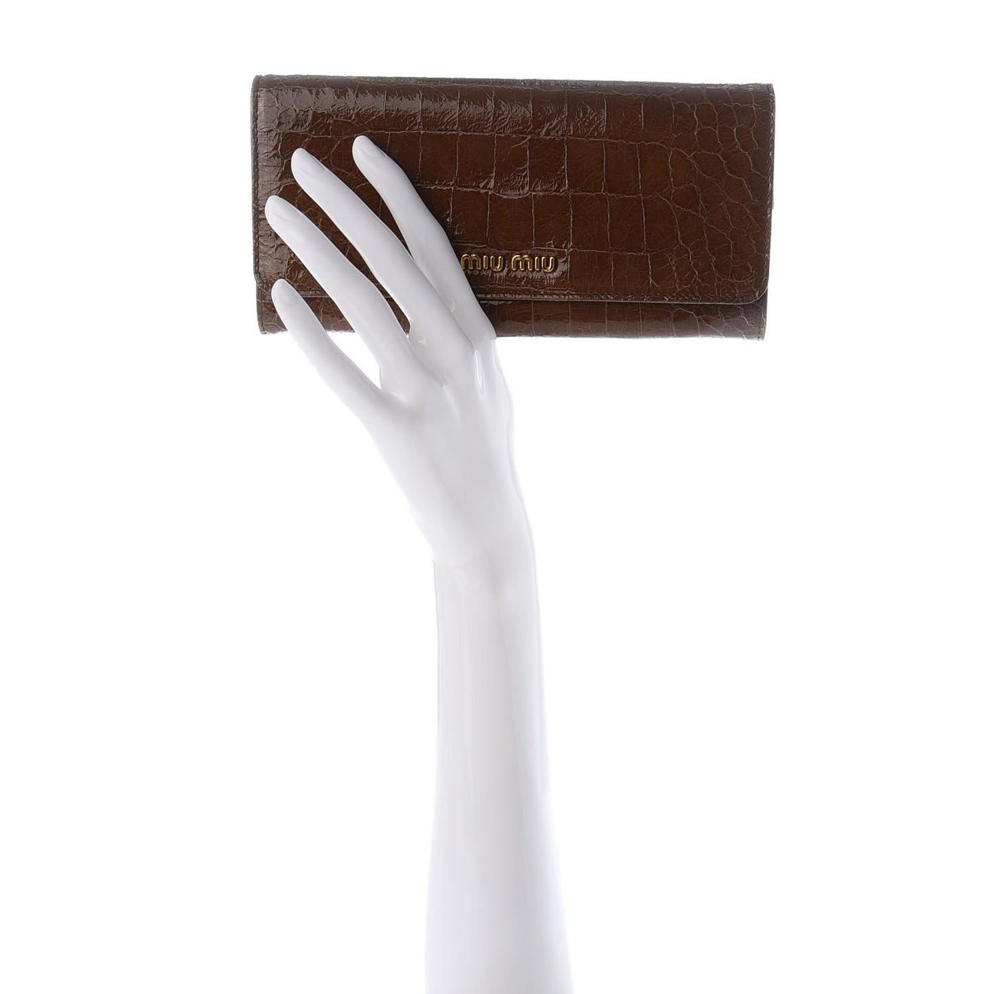 Embossed Crocodile Continental Wallet Tobacco