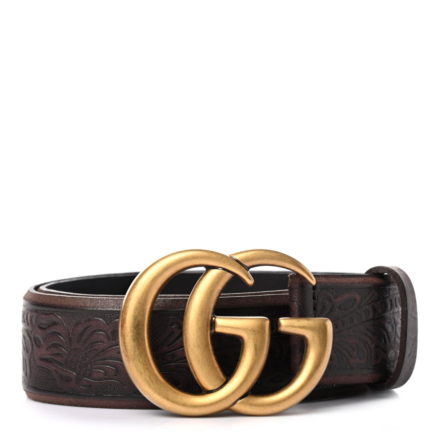 Gucci Calfskin Knurled Double G 40mm Belt 85 34 Testa di Moro 1 of 4