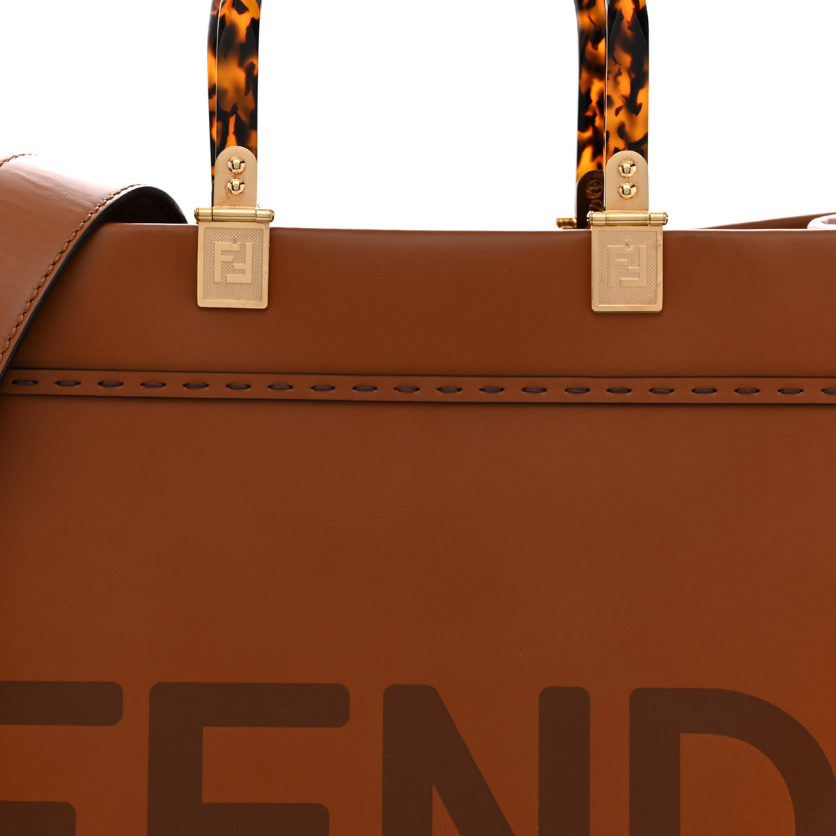 Vitello King Plexiglass Medium Fendi Sunshine Shopper Tote Cuoio