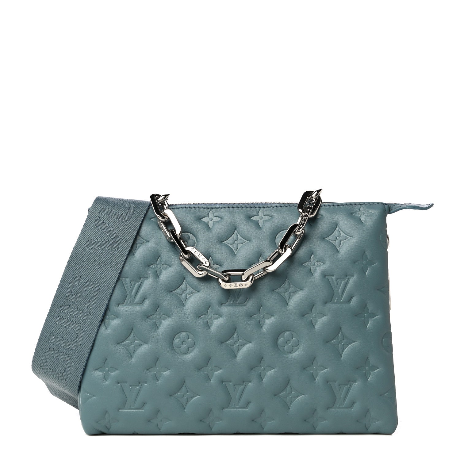 Louis Vuitton Lambskin Embossed Monogram Coussin PM Blue Glacier 1 of 11