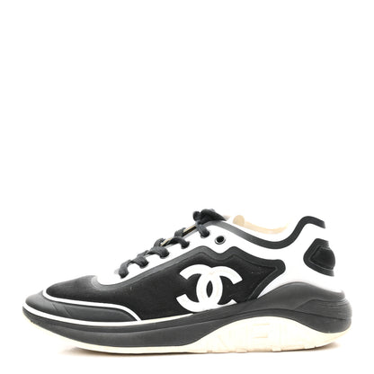 Chanel Lycra CC Sneakers 38.5 Black White 1 of 9