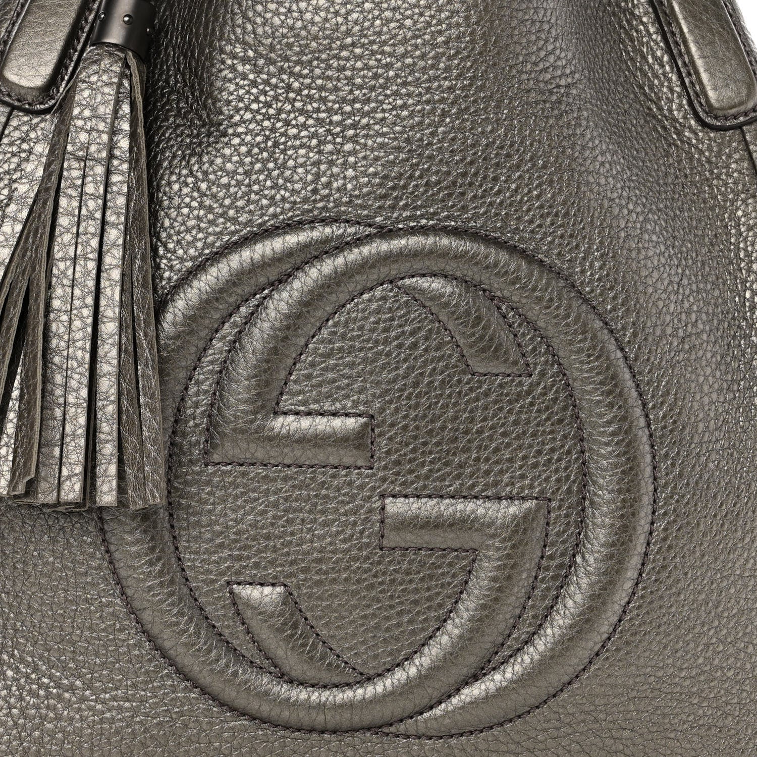Gucci Metallic Cellarius Calfskin Medium Soho Shoulder Bag Sasso 8 of 9