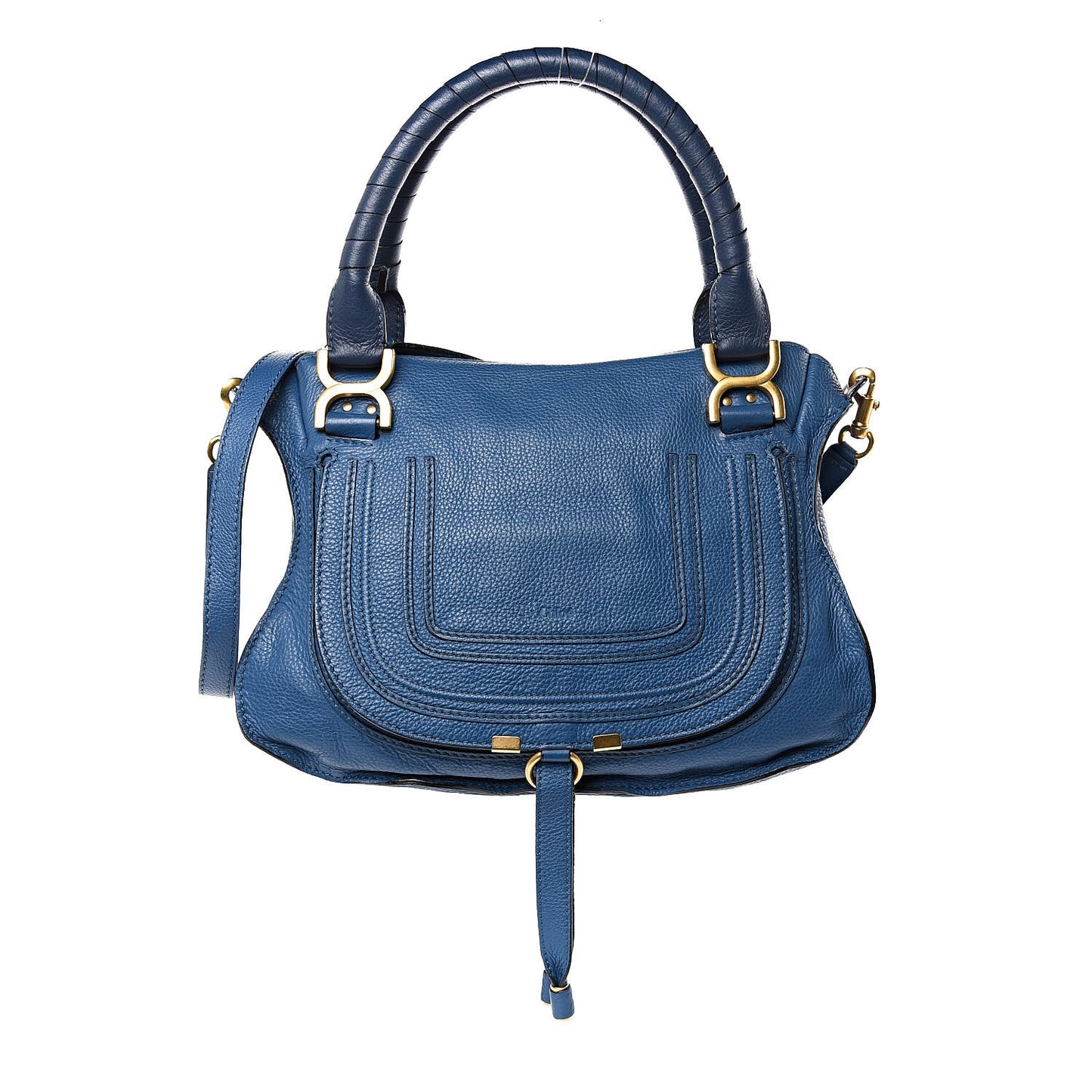 Calfskin Medium Marcie Satchel Royal Navy
