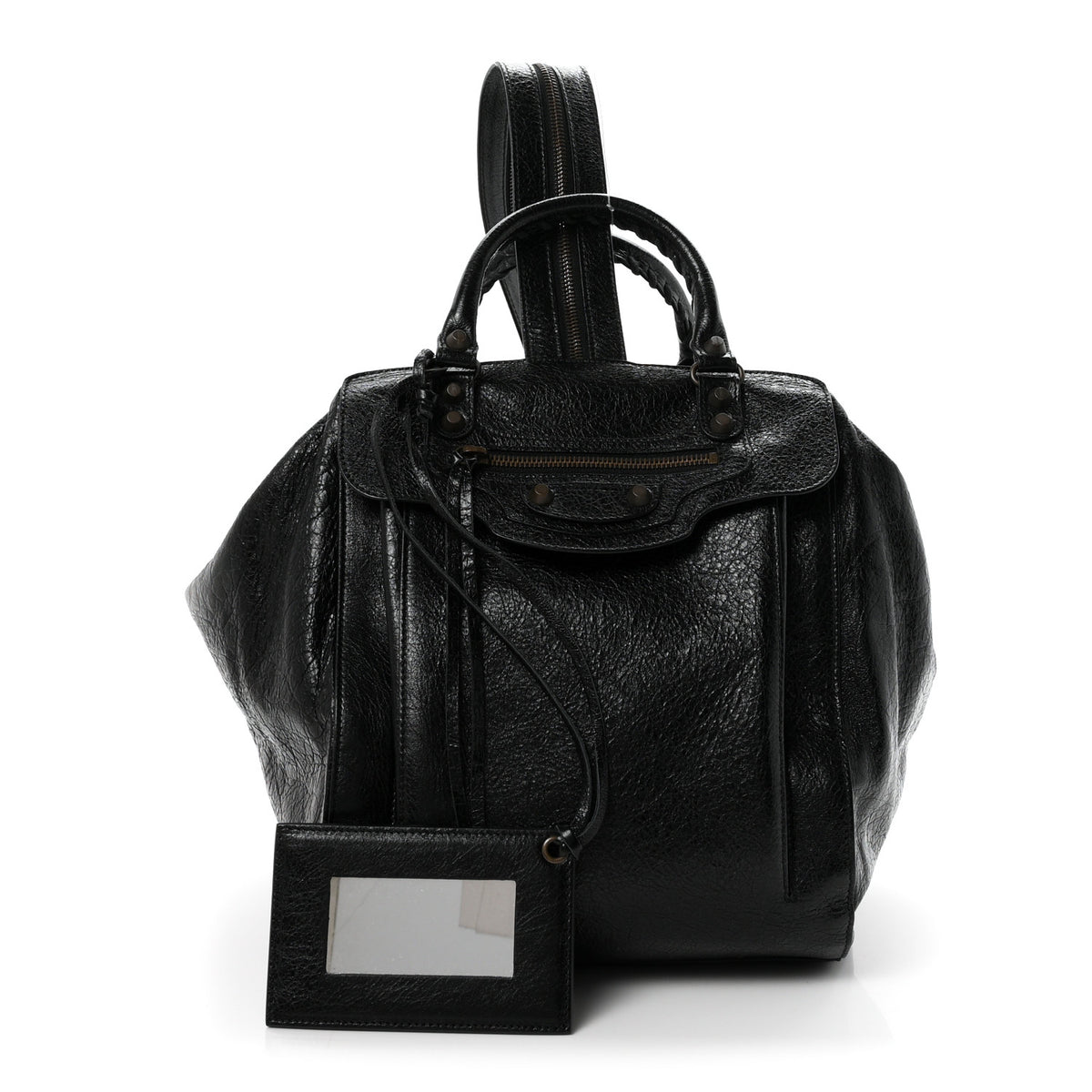 Agneau Classic Hardware Zip Traveler Backpack Black