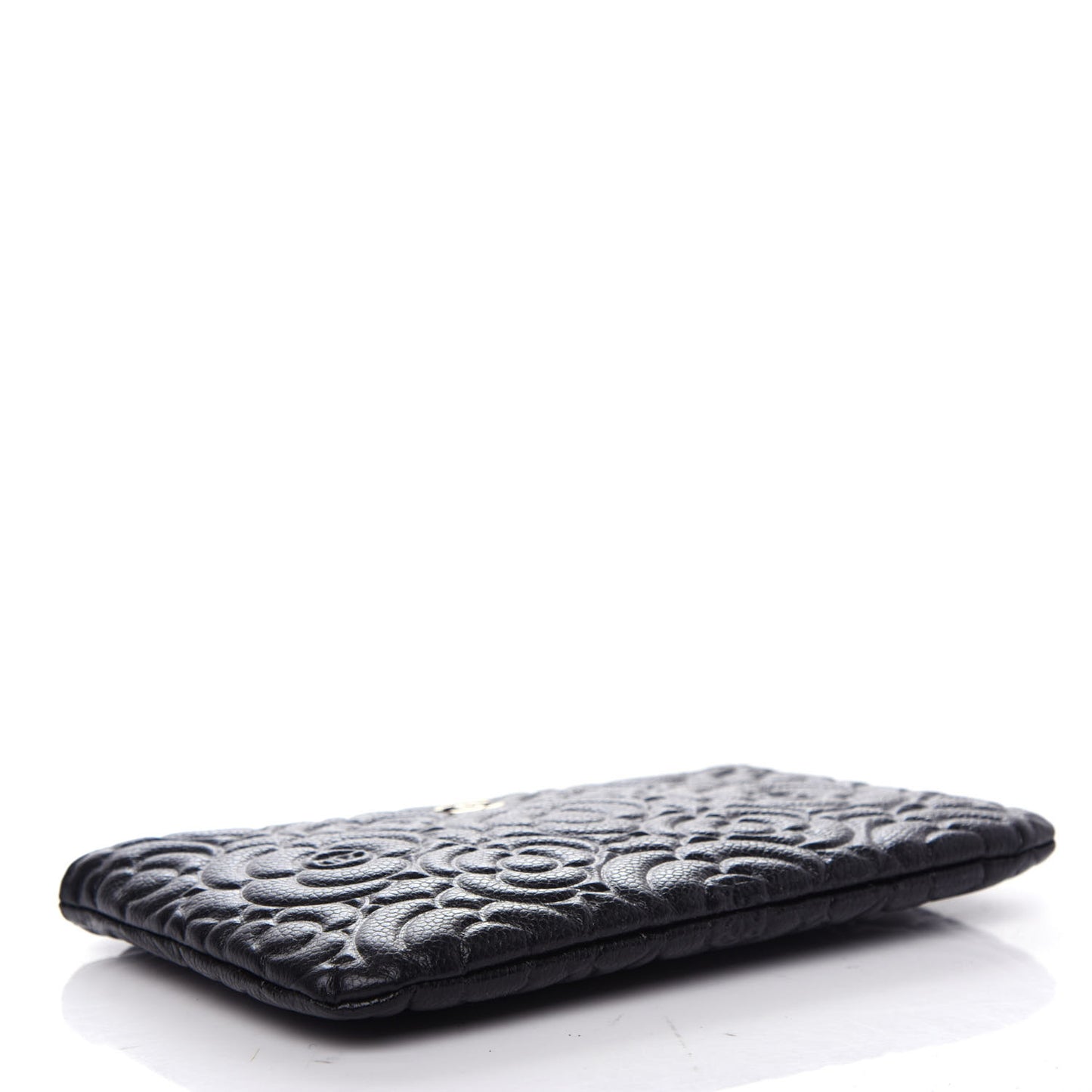 Caviar Camellia Embossed Cosmetic Pouch Black