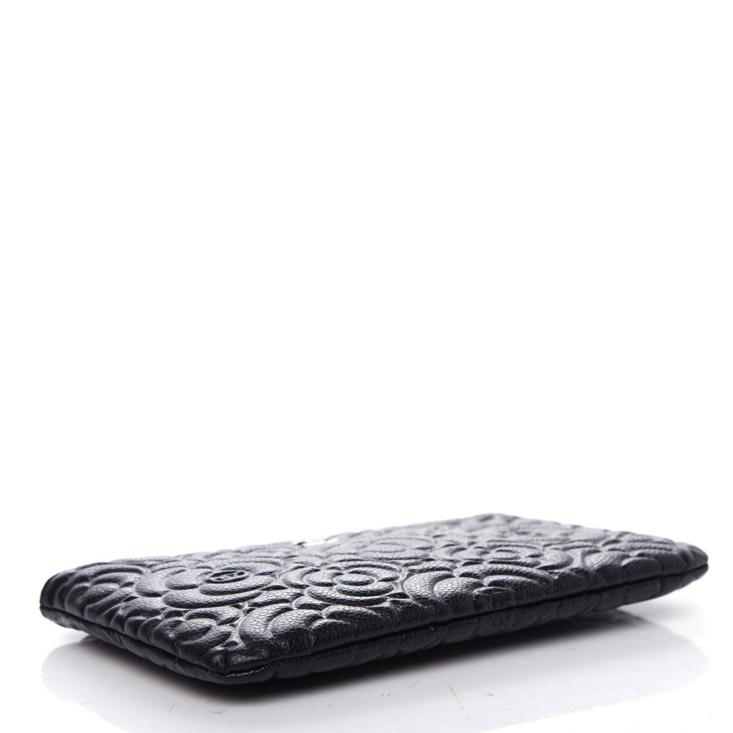 Chanel Caviar Camellia Embossed Cosmetic Pouch Black 4 of 8