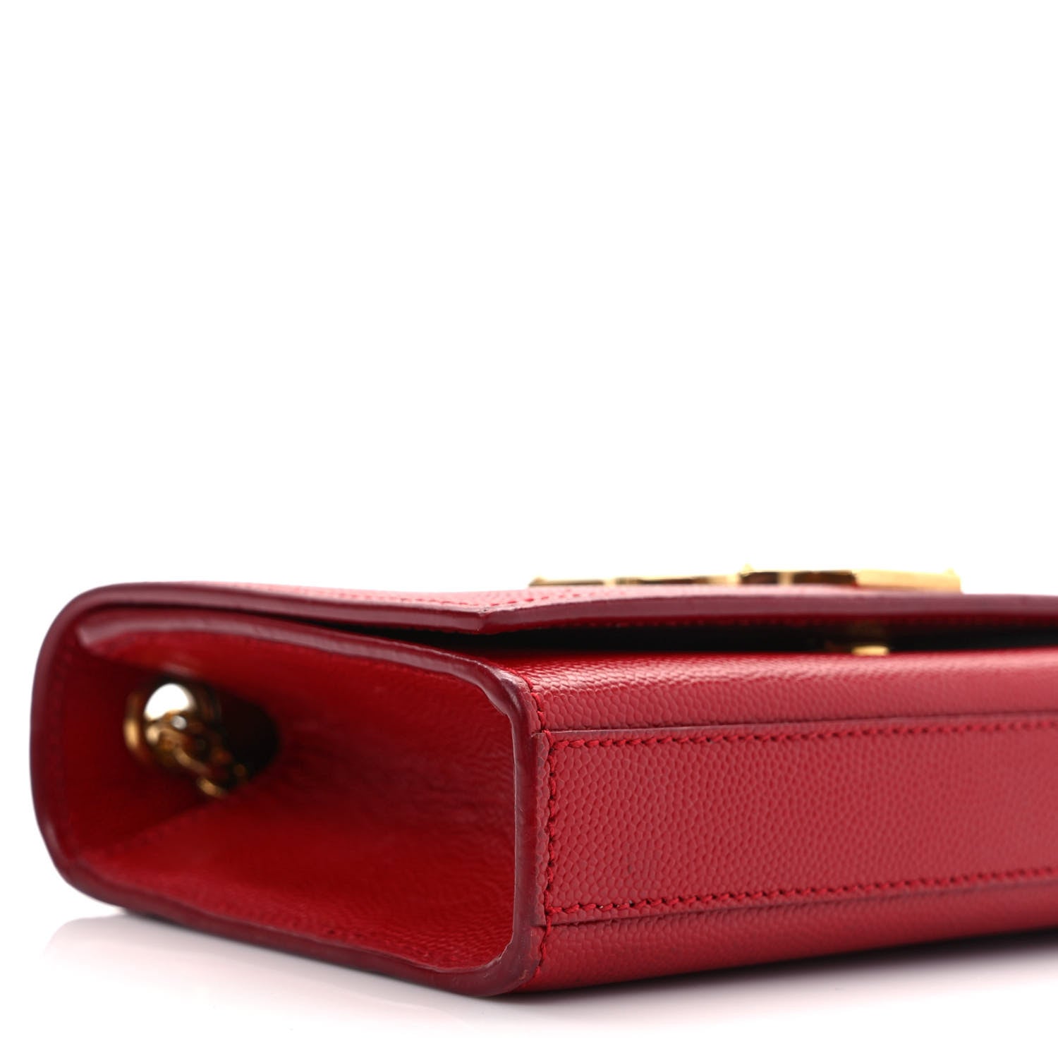 Saint Laurent Grain De Poudre Small Monogram Kate Satchel Red 8 of 9