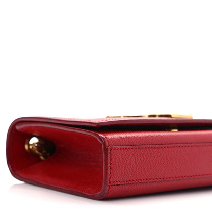 Saint Laurent Grain De Poudre Small Monogram Kate Satchel Red 8 of 9