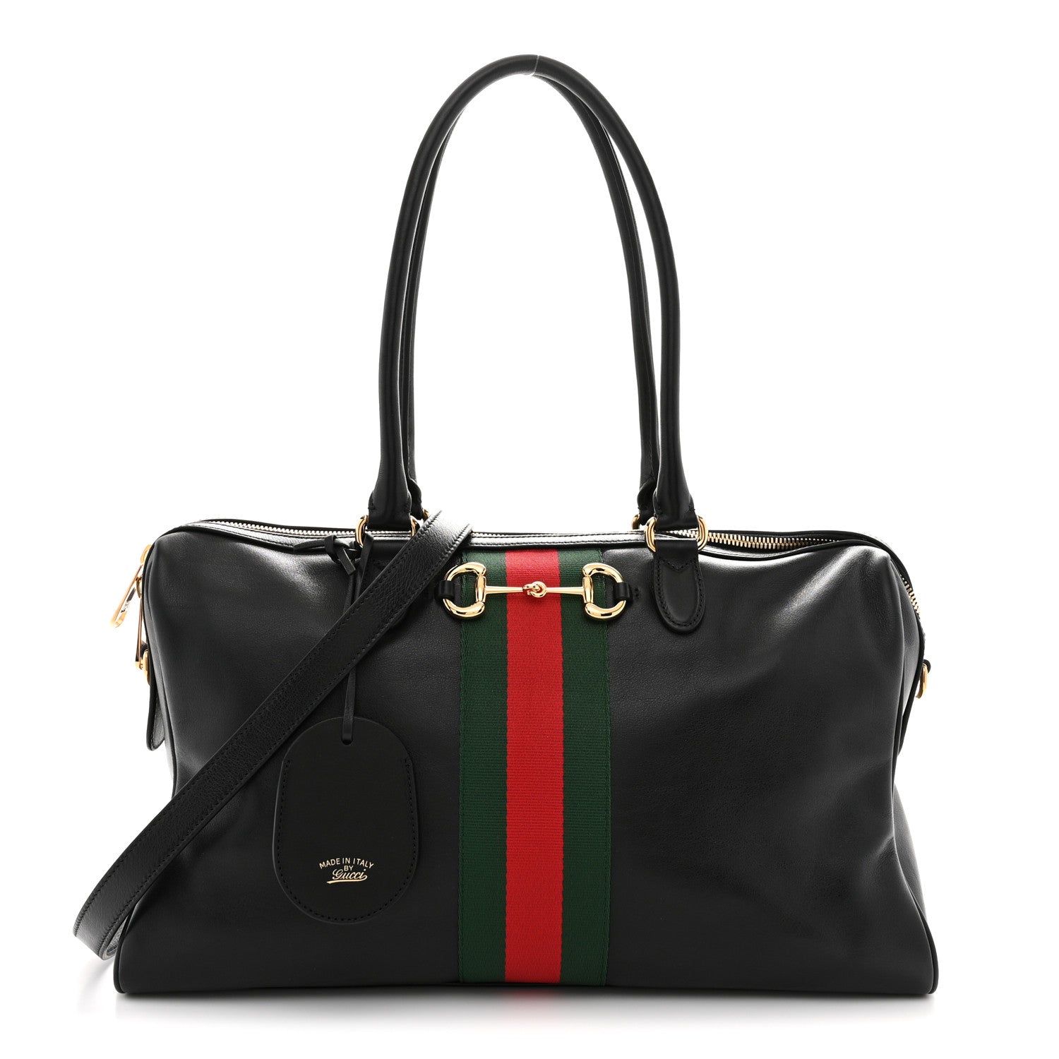 Gucci Calfskin Web Large Borsetto Boston Black 1 of 10