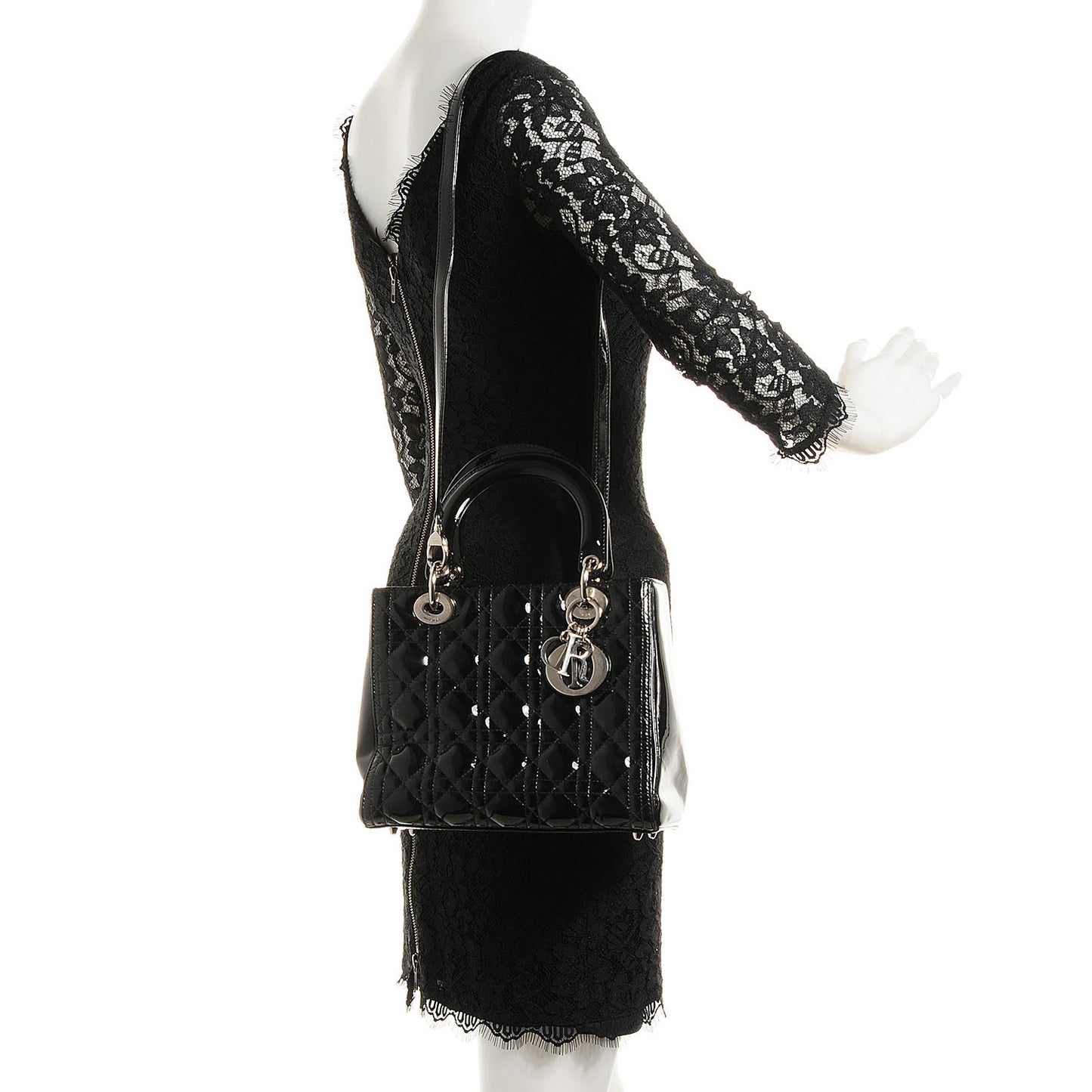 Patent Cannage Medium Lady Dior Black