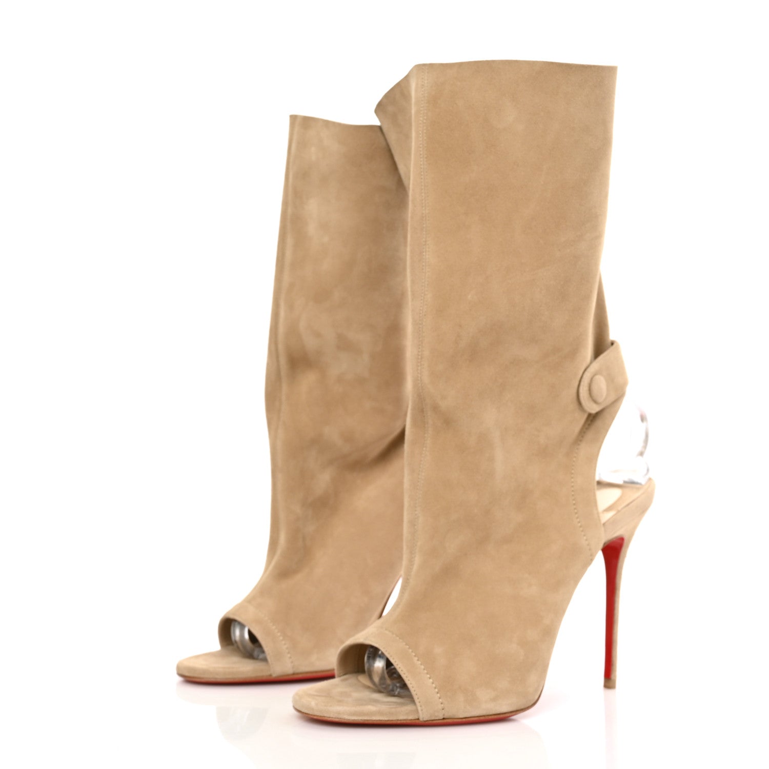 Christian Louboutin Suede Mistinguetre 100 Boots 39.5 Beige 3 of 7
