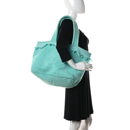 Chanel Terry Cotton CC Beach Tote Turquoise 2 of 10