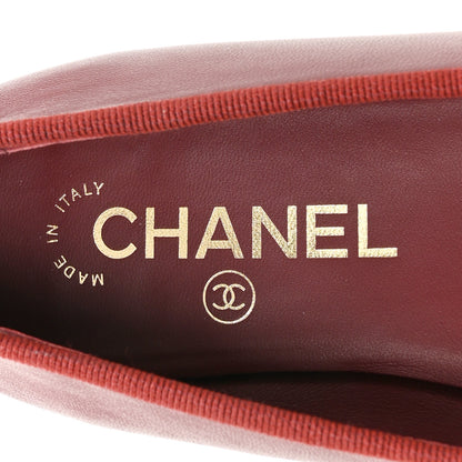 Chanel Lambskin Cap Toe CC Ballerina Flats 37.5 Burgundy Pink 7 of 10