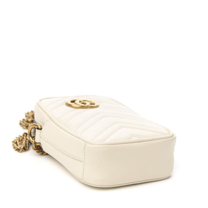 Gucci Calfskin Matelasse Mini GG Marmont Crossbody Bag White 3 of 9