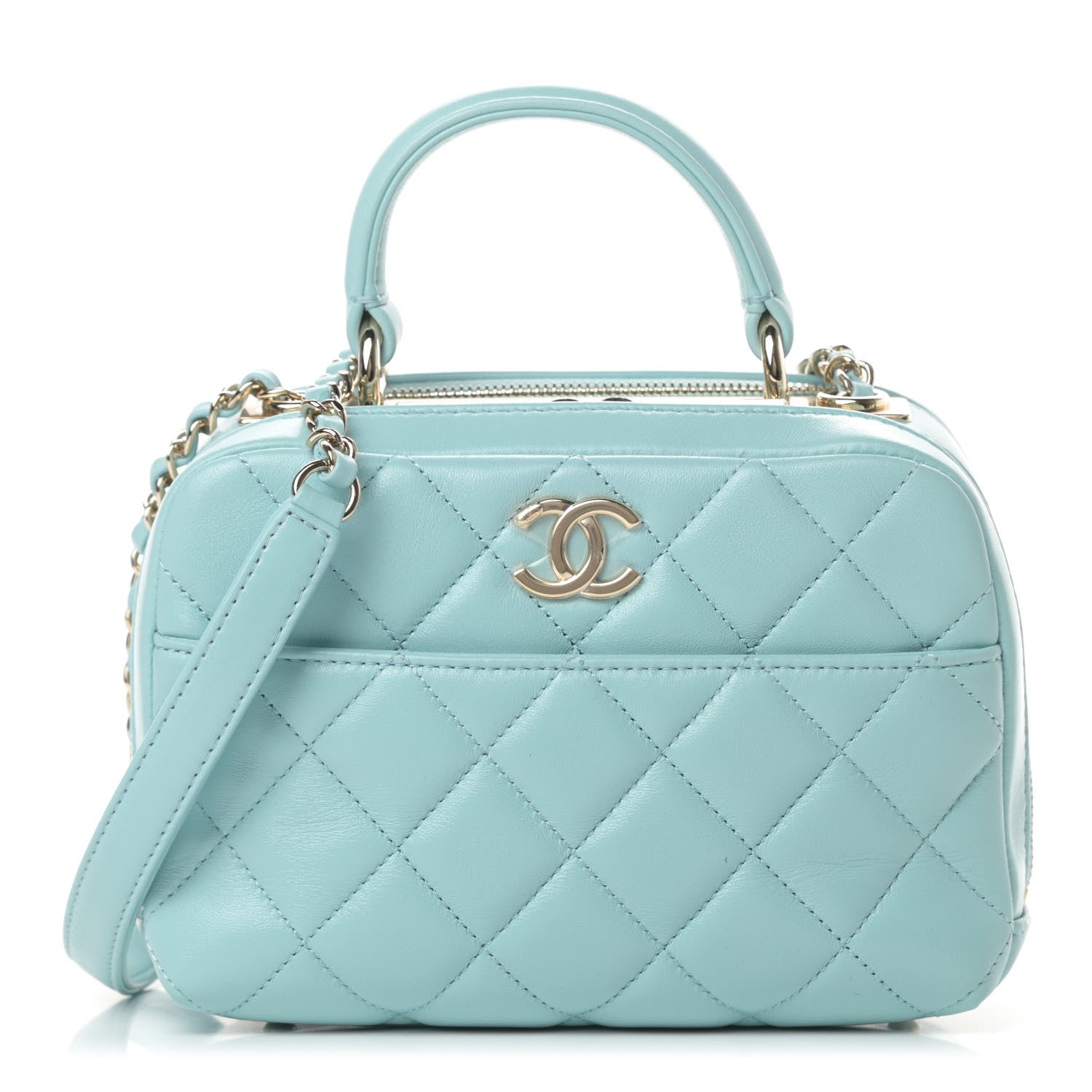 Chanel Lambskin Quilted Small Trendy CC Bowling Bag Light Blue 1 of 12