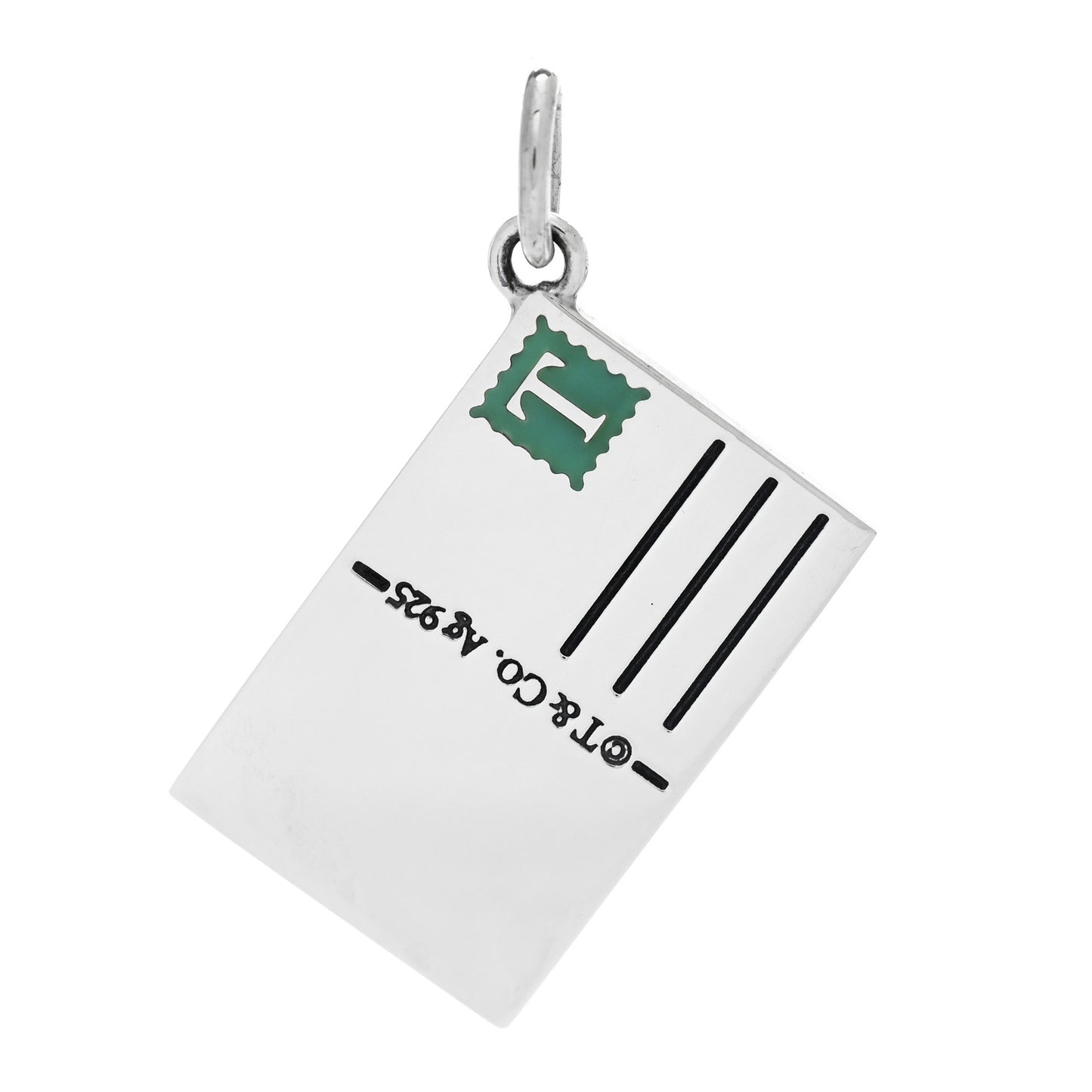 Sterling Silver Enamel Beverly Hills Postcard Charm Blue