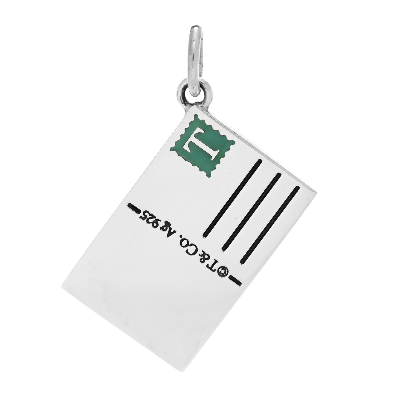 Tiffany Sterling Silver Enamel Beverly Hills Postcard Charm Blue 3 of 5