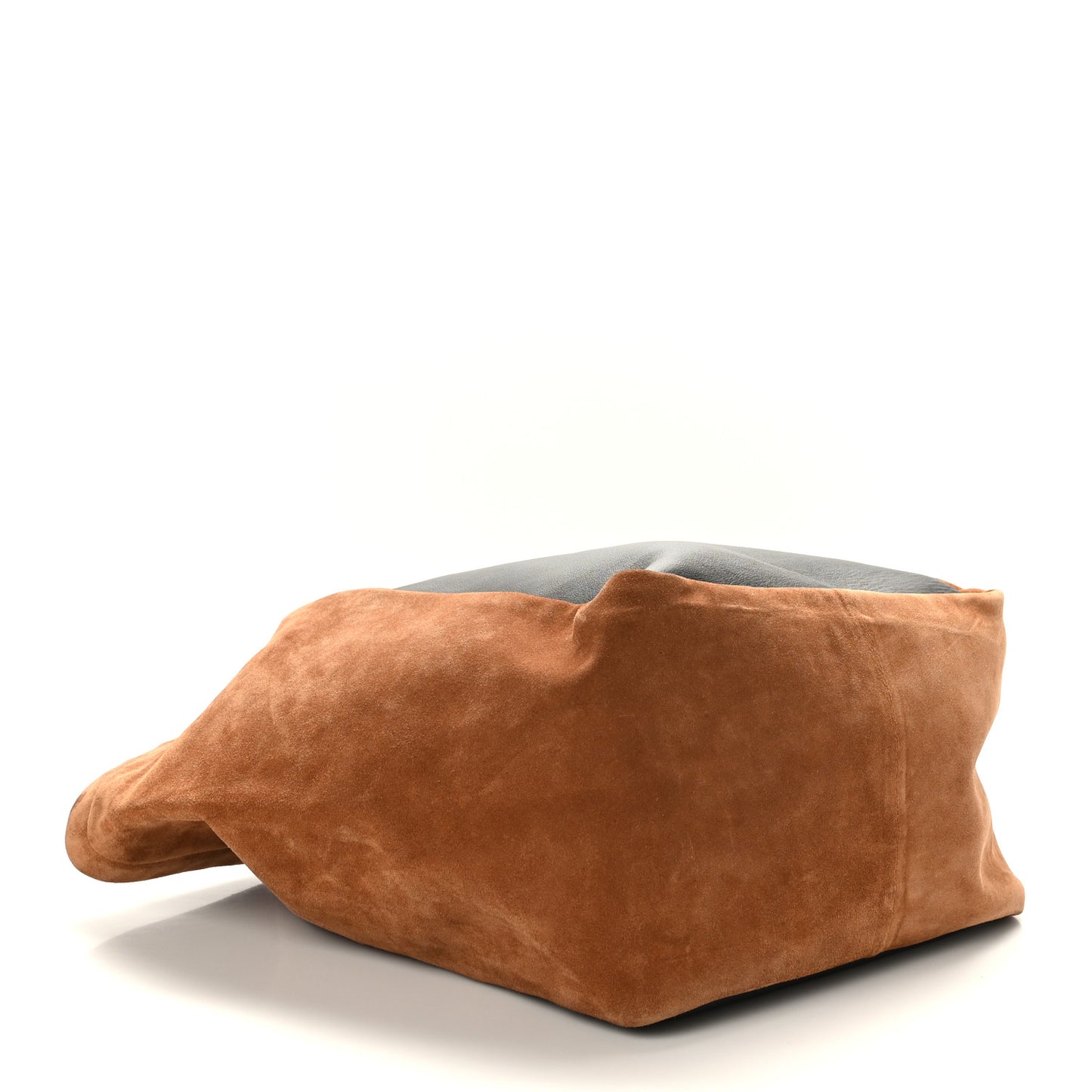 Smooth Calfskin Suede Shopping Tote Black Brown