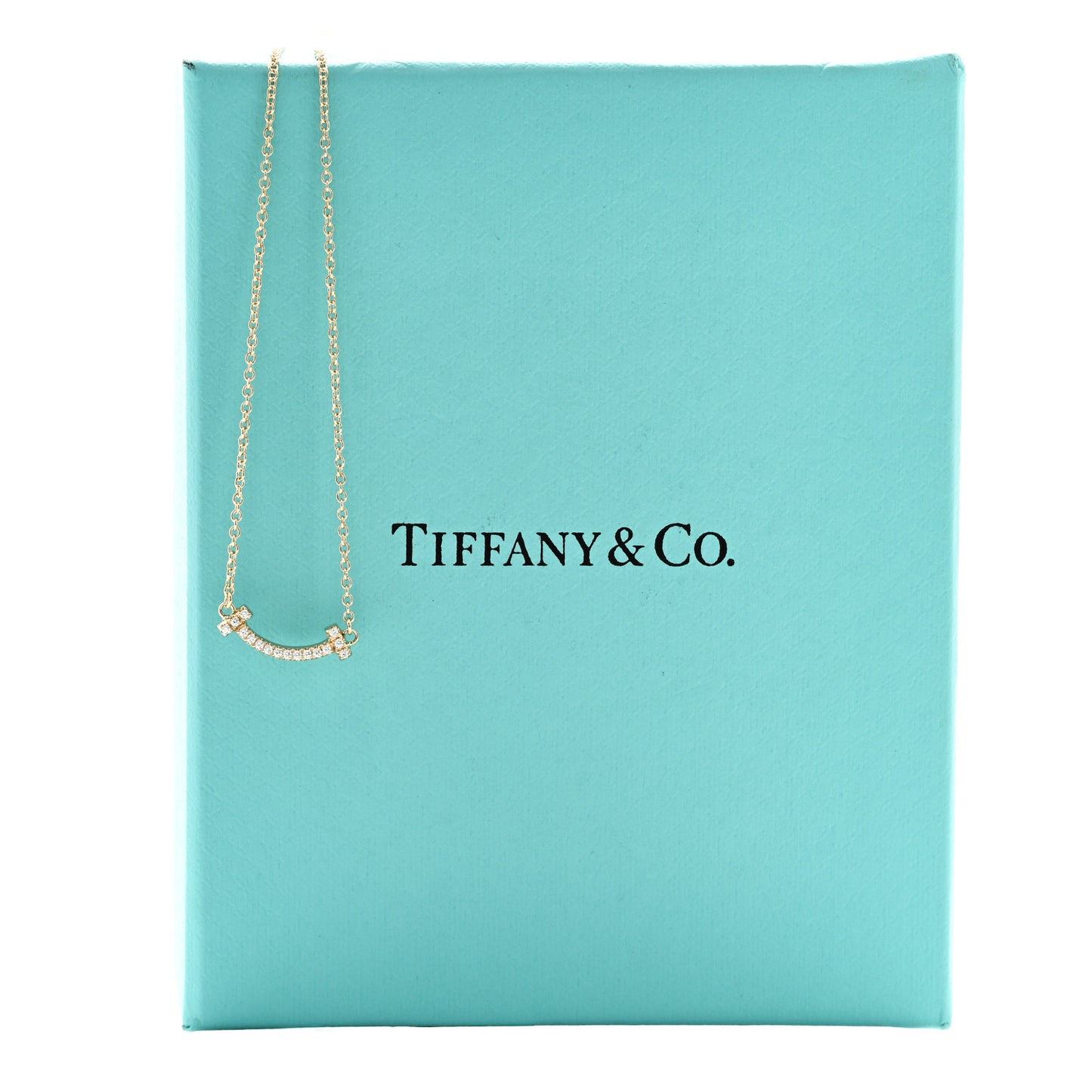 18K Yellow Gold Diamond Mini T Smile Pendant Necklace