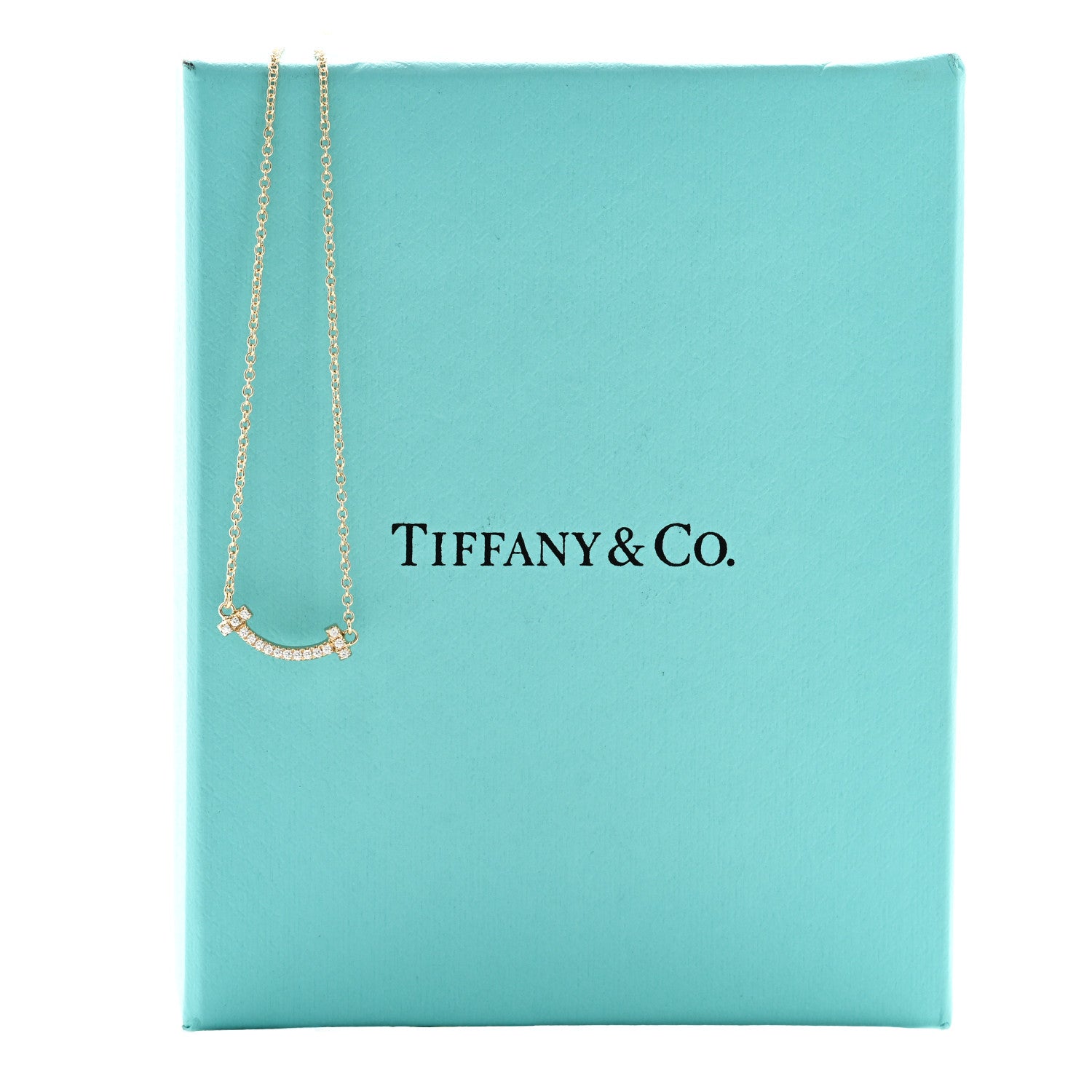 Tiffany 18K Yellow Gold Diamond Mini T Smile Pendant Necklace 6 of 6
