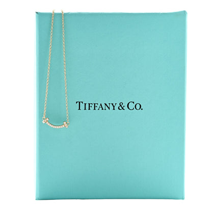 Tiffany 18K Yellow Gold Diamond Mini T Smile Pendant Necklace 6 of 6