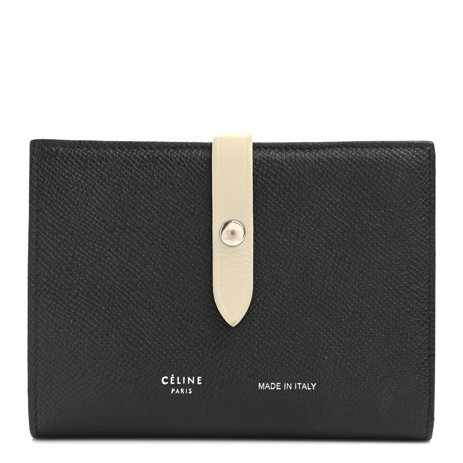 Celine Grained Calfskin Medium Multifunction Strap Wallet Black Chalk 1 of 11