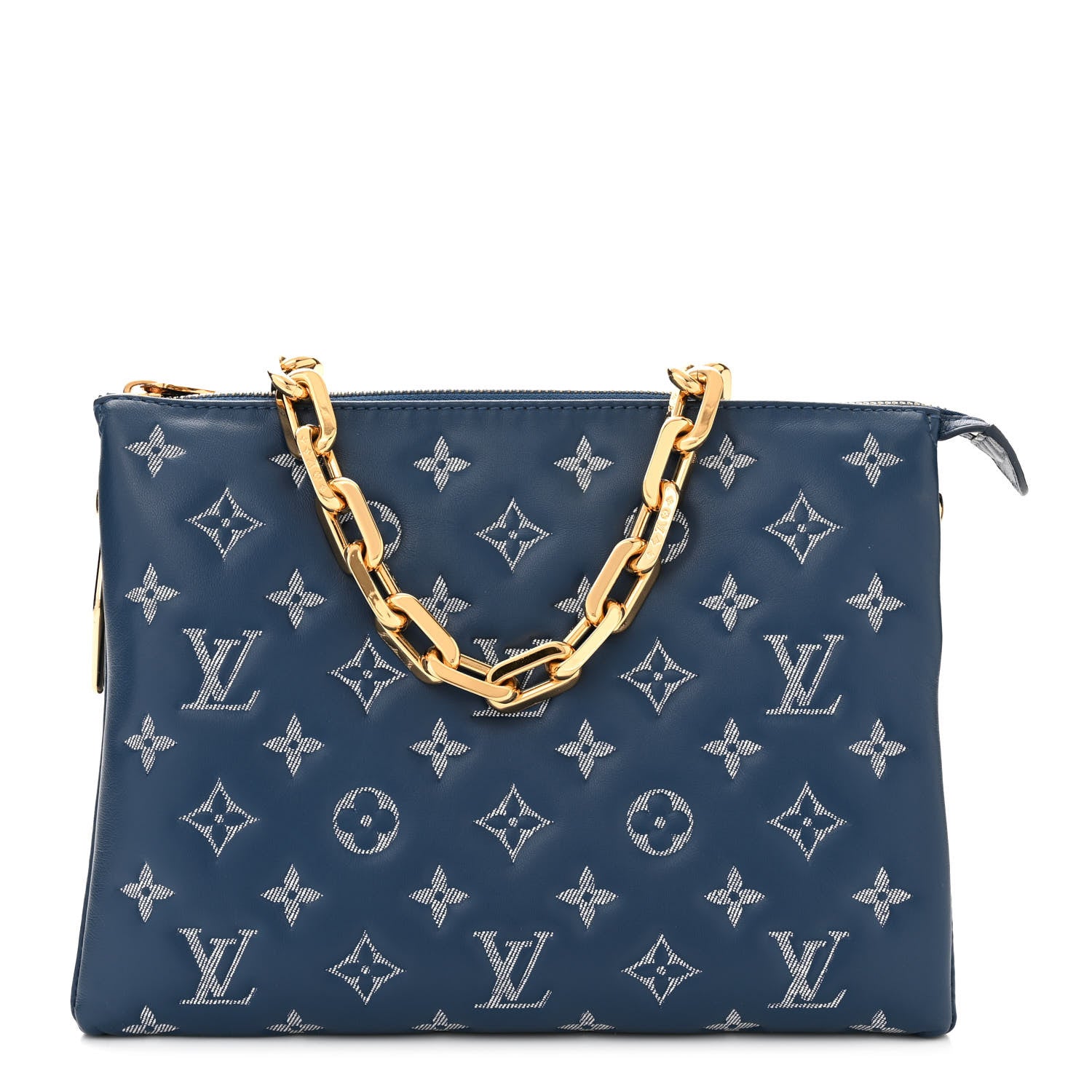Louis Vuitton Lambskin Embossed Monogram Coussin PM Denim Blue 1 of 10