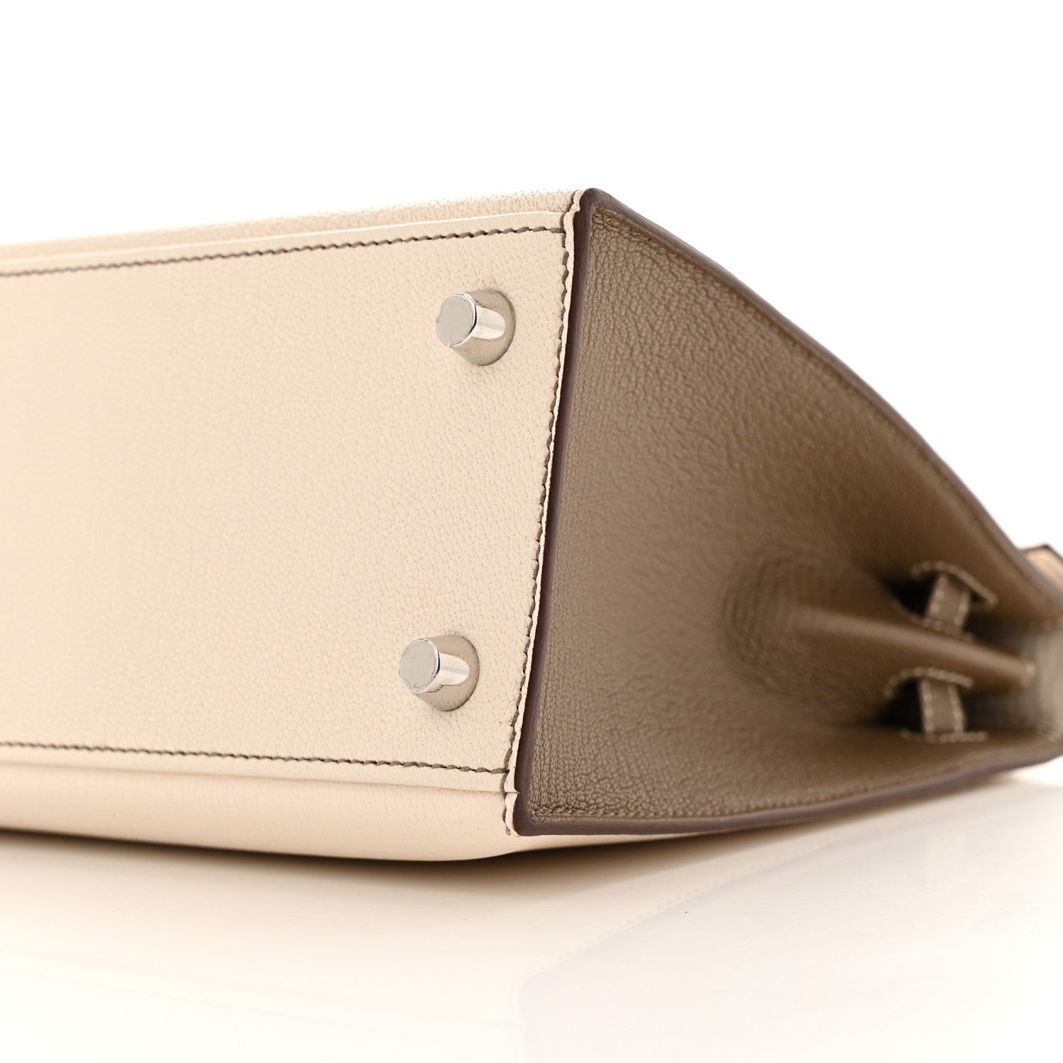 Hermes Chevre Mysore Horseshoe Kelly Sellier 25 Nata Etoupe 10 of 11