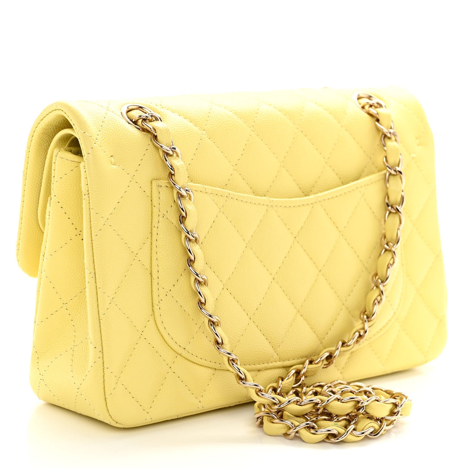 Chanel Caviar Quilted Medium Double Flap Light Yellow 3 of 9