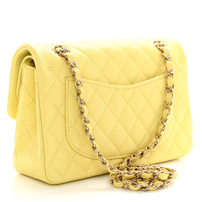 Chanel Caviar Quilted Medium Double Flap Light Yellow 3 of 9