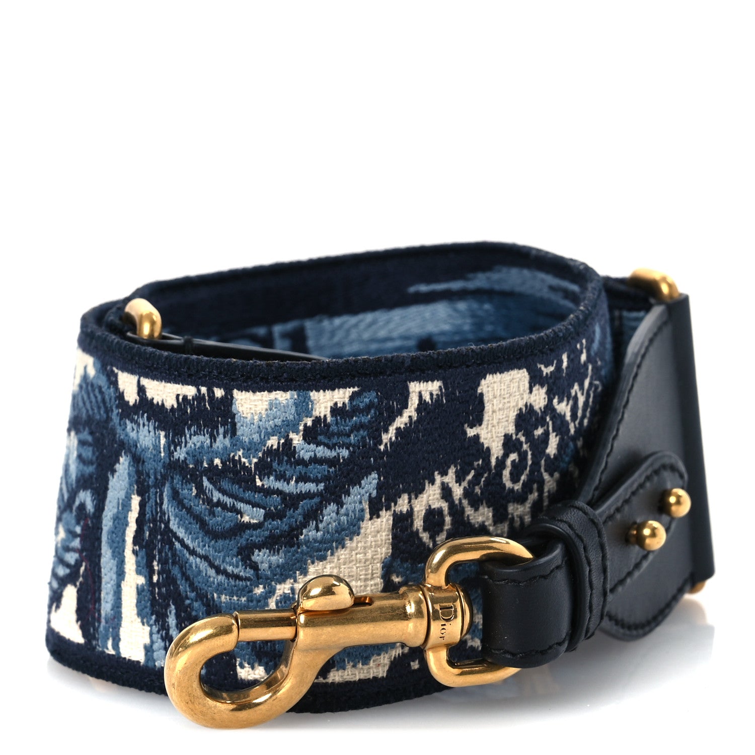 Christian Dior Canvas Embroidered Palm Tree Shoulder Strap Blue Multicolor 1 of 4