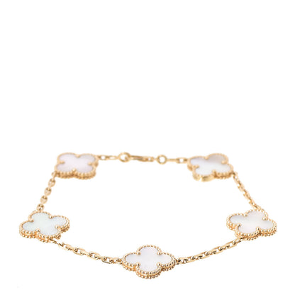 Van Cleef & Arpels 18K Yellow Gold Mother of Pearl 5 Motifs Vintage Alhambra Bracelet 1 of 5