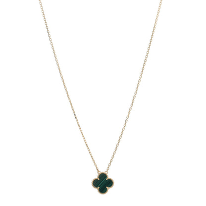 Van Cleef & Arpels 18K Yellow Gold Malachite Vintage Alhambra Pendant Necklace 1 of 4