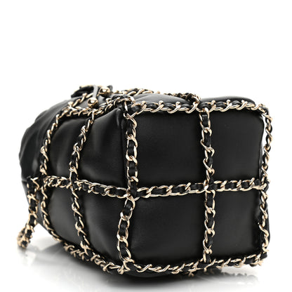 Chanel Lambskin Bucket Chain Drawstring Bag Black 4 of 9